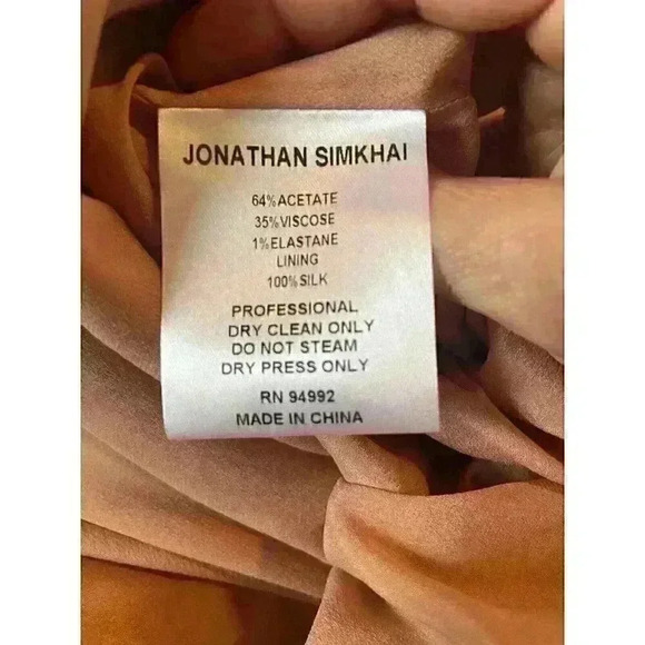 NWT Jonathan Simkhai Rose Gold Slip Dress V Neck Sleeveless Satin Midi Sz 6 - Picture 8 of 16